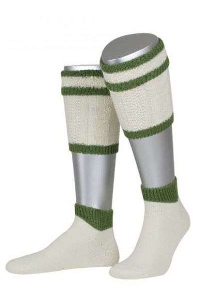 Trachtensocken-Wadenwärmer Loferl beige/grün