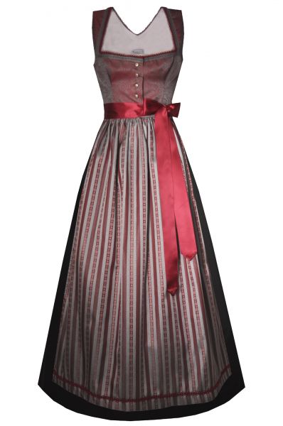 Dirndl Designerdirndl lang 95cm Brunndobl rot bordeaux beere schwarz Hannah Collection