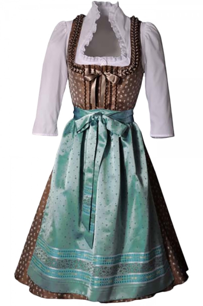 Dirndl midi 70 cm Bachsee aqua/braun Hammerschmid