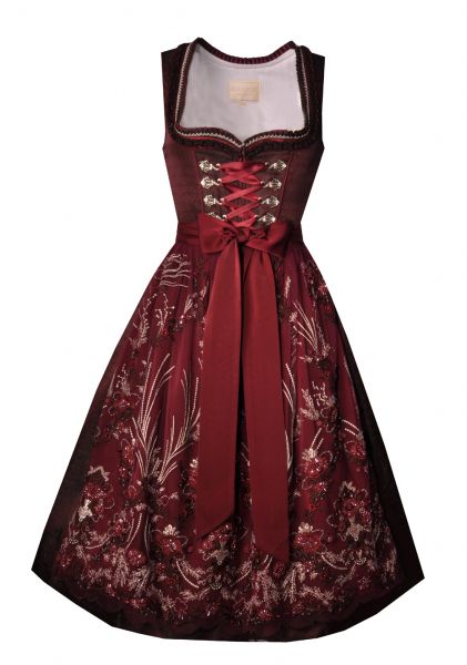 Dirndl midi 69cm Grenzhub bordeaux Krüger
