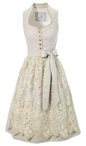 B-Ware / 2. Wahl - Dirndl midi 68cm Bianka grün silber gold Trachten Deiser