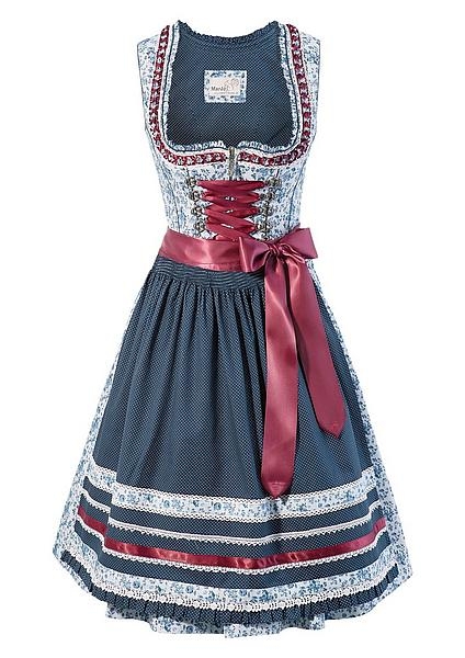 B-Ware / 2. Wahl - Dirndl mini 55 cm Natalia blau beere Marjo
