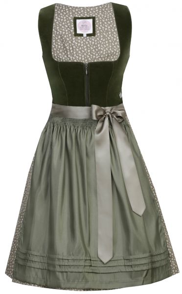 Dirndl midi 58 cm Clara moos grün dunkelgrün Samt Marjo