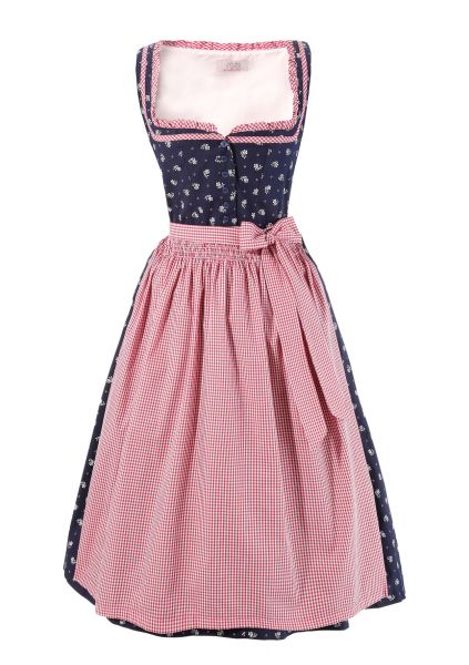 Dirndl midi 68cm Marktrodach dunkelblau blau rot 2 tlg. Naber Collection