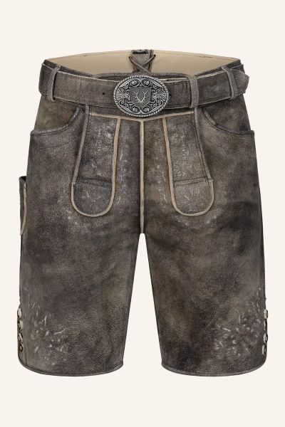 Lederhose kurz Patrizio braun mit Gürtel Krüger