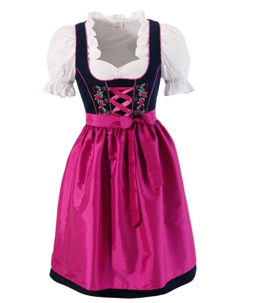 Dirndl midi 60cm Aying blau pink Set 3-tlg. Naber Collection