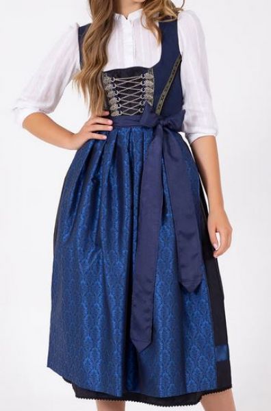 B-Ware / 2. Wahl - Dirndl lang 85cm Cannstatt blau mit Schürze Krüger