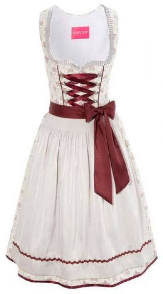 B-Ware / 2. Wahl - Dirndl mini 58 cm Podling 2tlg. Rosen rosa hellgrau bordeaux Krüger