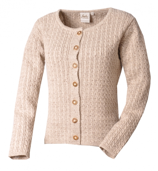 Trachtenjacke Trachten Strickjacke Obertaufkirchen beige Zopfmuster Fuchs