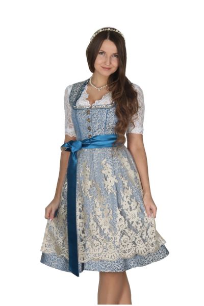 Dirndl midi 60 cm Haid petrol blau gold Fuchs