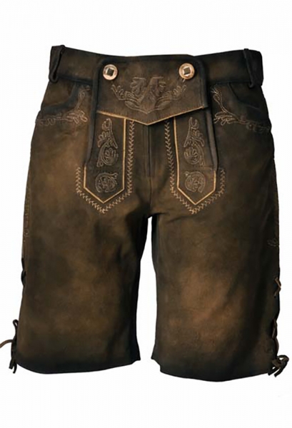 Lederhose kurz Sempach olive/ecrue Ziegenvelour Lekra