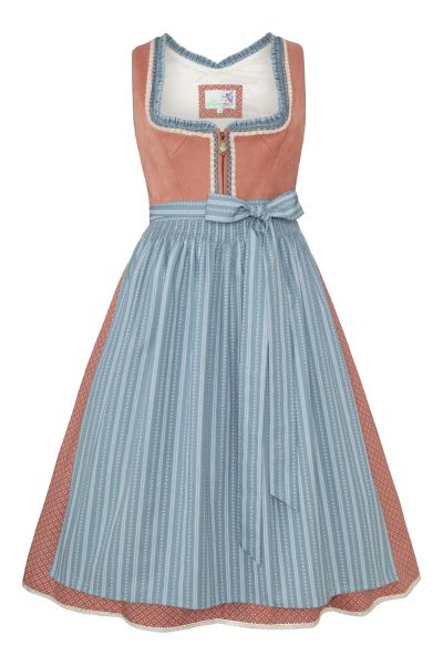 Dirndl Samtdirndl midi 70 cm Caren lachs rot rose Alpenfee