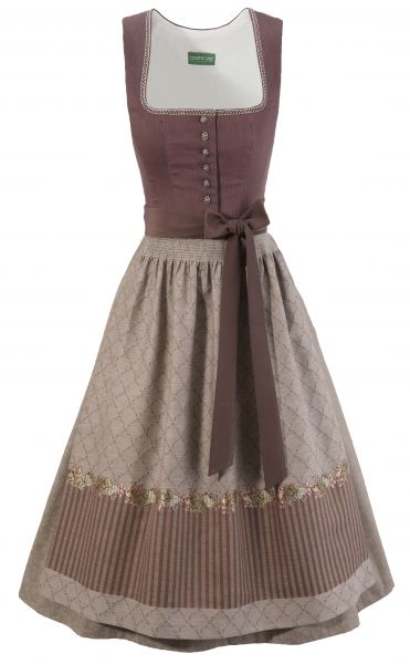 B-Ware / 2. Wahl - Dirndl midi 66cm Albrechten aubergine grau Country Line