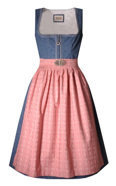 B-Ware / 2. Wahl - Dirndl midi 70 cm Roseline B blau altrosa rosa Stockerpoint