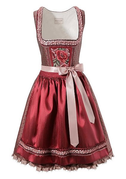 B-Ware / 2. Wahl - Dirndl midi 60 cm Gefrees bordeaux Krüger