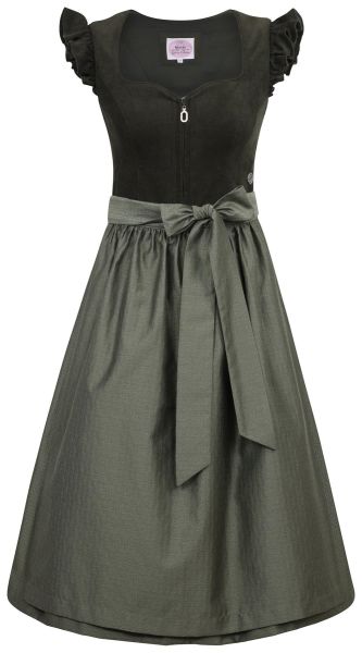 Dirndl midi 65 cm Ansfelden tanne grün Cord Flügelärmel Marjo