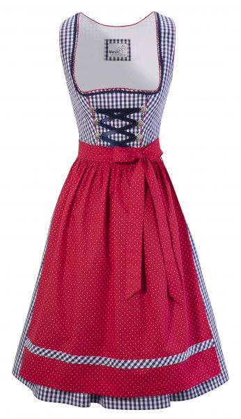 Dirndl mini 58 cm Schirmdorf dunkelblau blau rot Marjo
