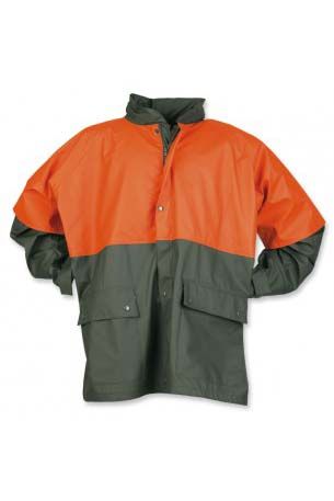PU-Regenjacke Forst und Jagd oliv/orange wasserdicht