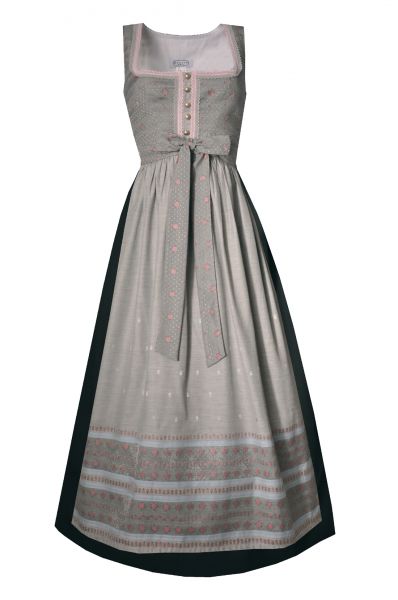 Dirndl Designerdirndl lang 91cm Sachsendorf grau rosa schwarz Hannah Collection