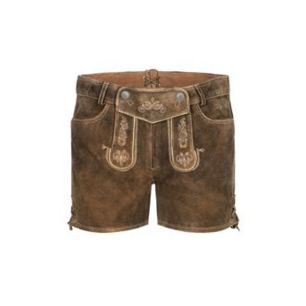 Lederhose kurz Maria hopfen / braun Zwickl Country Maddox