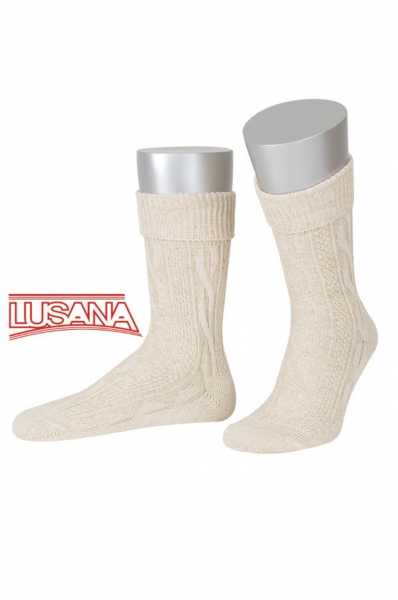 Trachtensocke Haundorf beige meliert Umschlag mit Zopf JD Socken