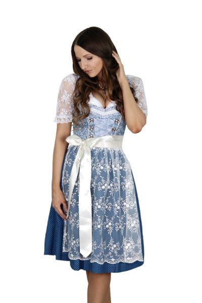 Dirndl midi 60 cm Weihern blau royalblau weiß Fuchs
