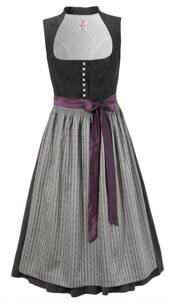 Dirndl lang 80cm Polsdorf anthrazit / lila Hohenstaufen by H.Moser