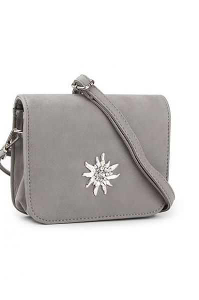 Trachtentasche Dirndltasche Esther grau mit &quot;Edelweiss&quot; Wolkenweis