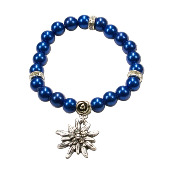 Trachten Armband Segnitz Edelweiß blau Wachsperlen Alpenflüstern