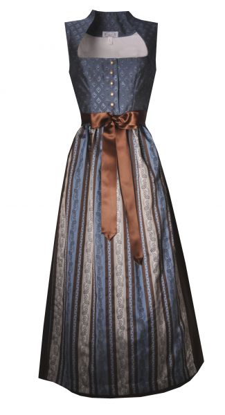 Dirndl Designerdirndl lang 94cm Armstetten blau braun Hannah Collection