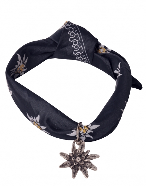 Trachtentuch marine blau mit Edelweißanhänger