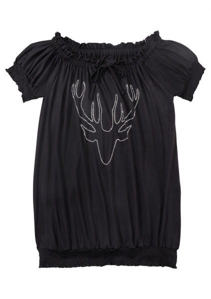 Trachtenshirt Damen Livia schwarz Carmenshirt Hangowear