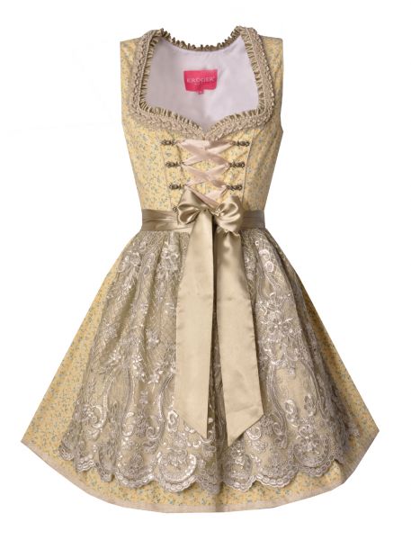Dirndl mini 48cm Baldersheim gelb grün Krüger
