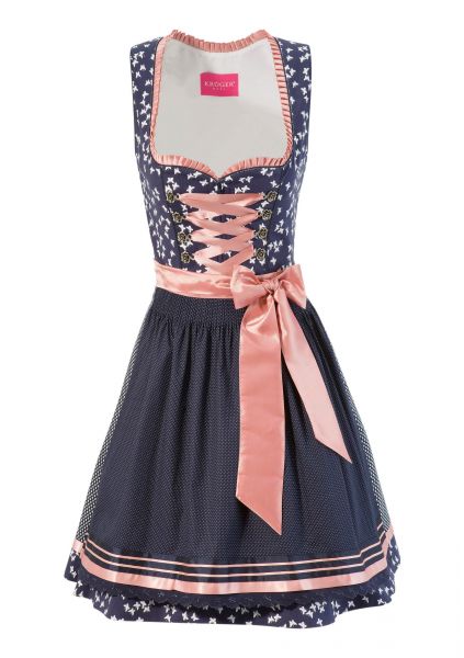 B-Ware / 2. Wahl - Dirndl mini 50 cm Rachel blau/rosa Krüger