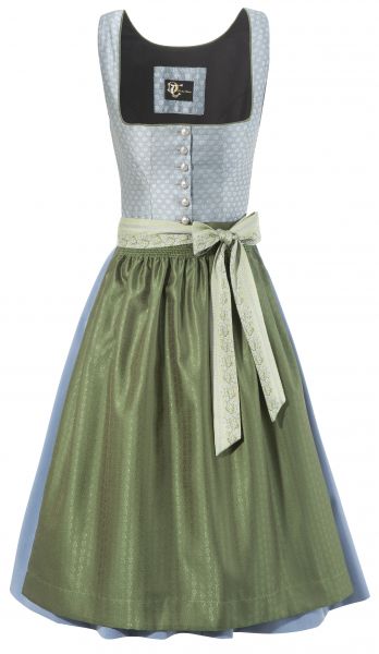 Dirndl midi 64cm Barbara grau grün Trachten Deiser