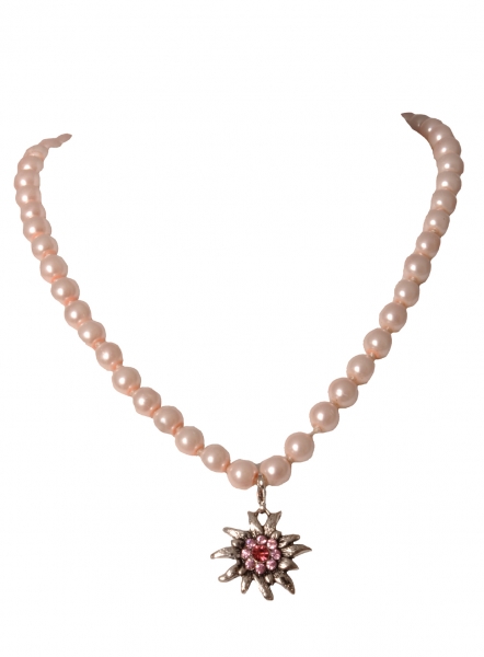 Perlenkette Nordhalben rosa mit Edelweiss v. Wolkenweiss