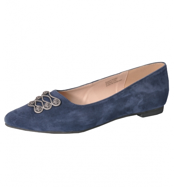 Trachtenschuhe Ballerinas Hienhardt blau dunkelblau Leder Hirschkogel