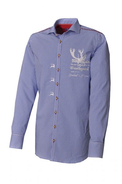 Trachtenhemd Fred kornblau Langarm OS-Trachten
