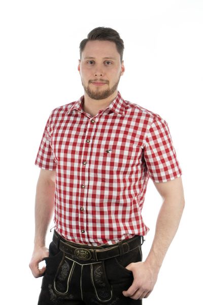 Trachtenhemd Waffenmühle rot karo kurzarm Slim Fit OS Trachten