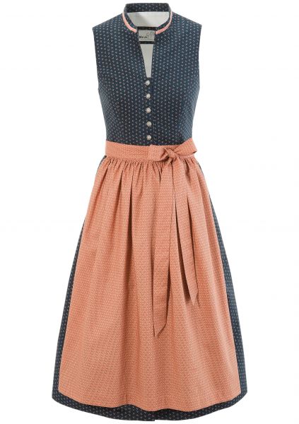 B-Ware / 2. Wahl - Dirndl midi 65 cm Kammerforst blau koralle Marjo
