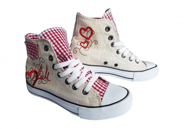 B-Ware / 2. Wahl Trachten Sneaker Red Heart beige rot Krüger Madl