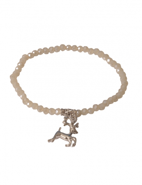 Trachten Armband Pinzberg Kristall Hirsch sand beige Wolkenweiß