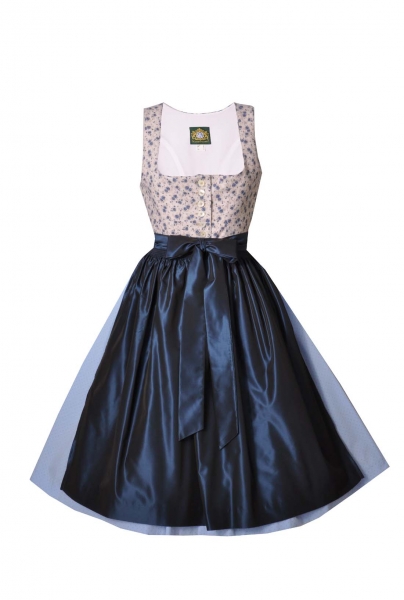 Dirndl midi 70 cm Pillersee blau/beige Hammerschmid Leinen