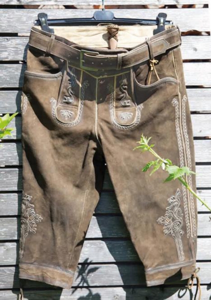 Lederhose Kniebund Schorschi bosto glossy mit Gürtel Marjo