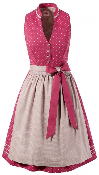 Dirndl midi 58 cm Uetting rot taupe beige Spieth & Wensky