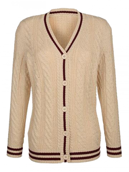 Trachten Strickjacke Damen-Cardigan Adelzhausen beige Zopfmuster