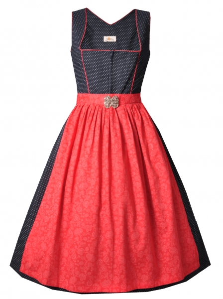 Dirndl midi 70 cm Kleinabenberg blau rot Almsach
