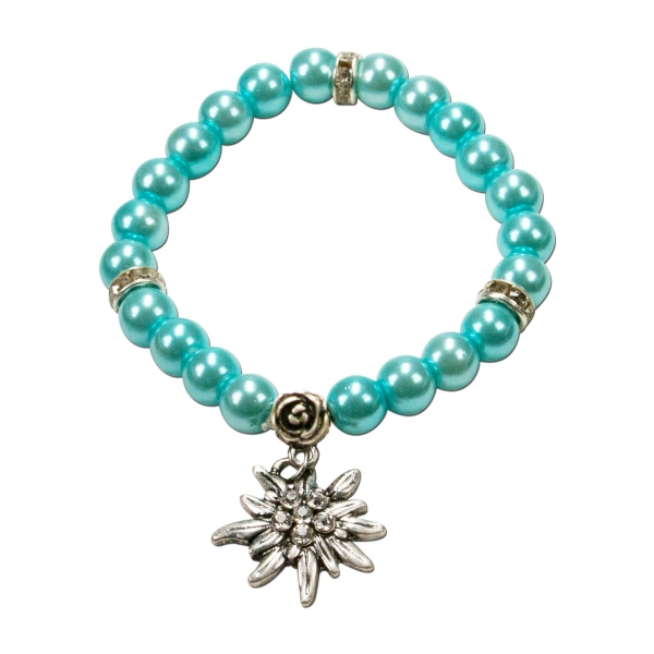Trachten Armband Segnitz Edelweiß türkis Wachsperlen