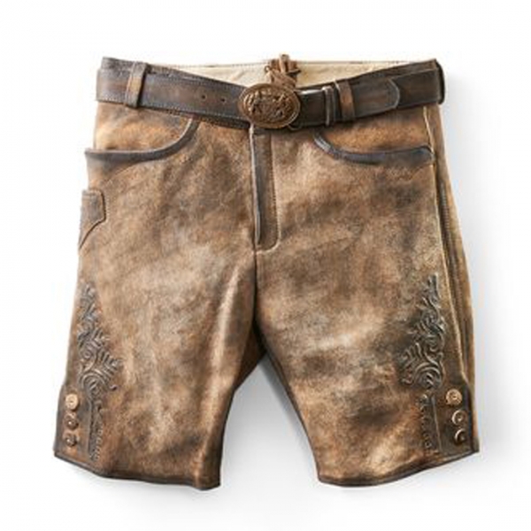 Lederhose kurz Faelo stein Antik braun Maddox