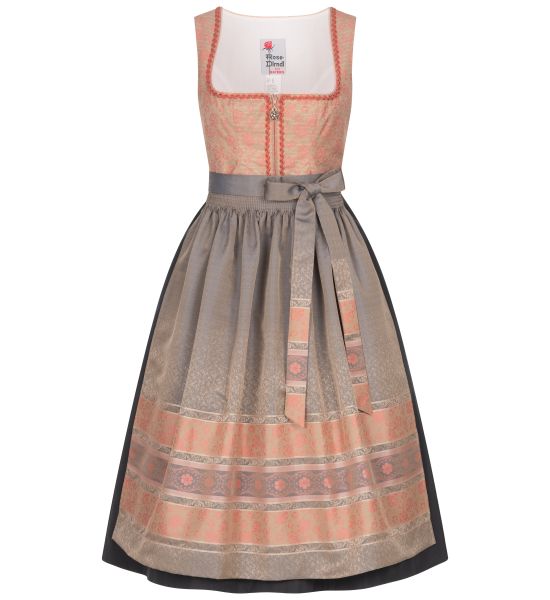 Dirndl lang 80 cm Wabach rosa beige Rose-Dirndl